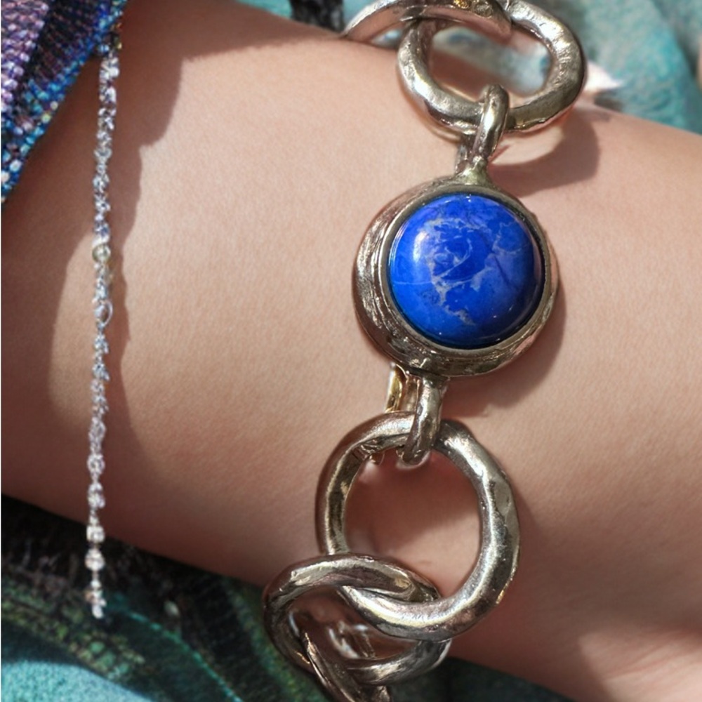 Chico's Blue and Silver Beaded Bracelet